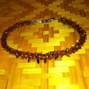 Handmade Pearl Amber and Coral Necklace